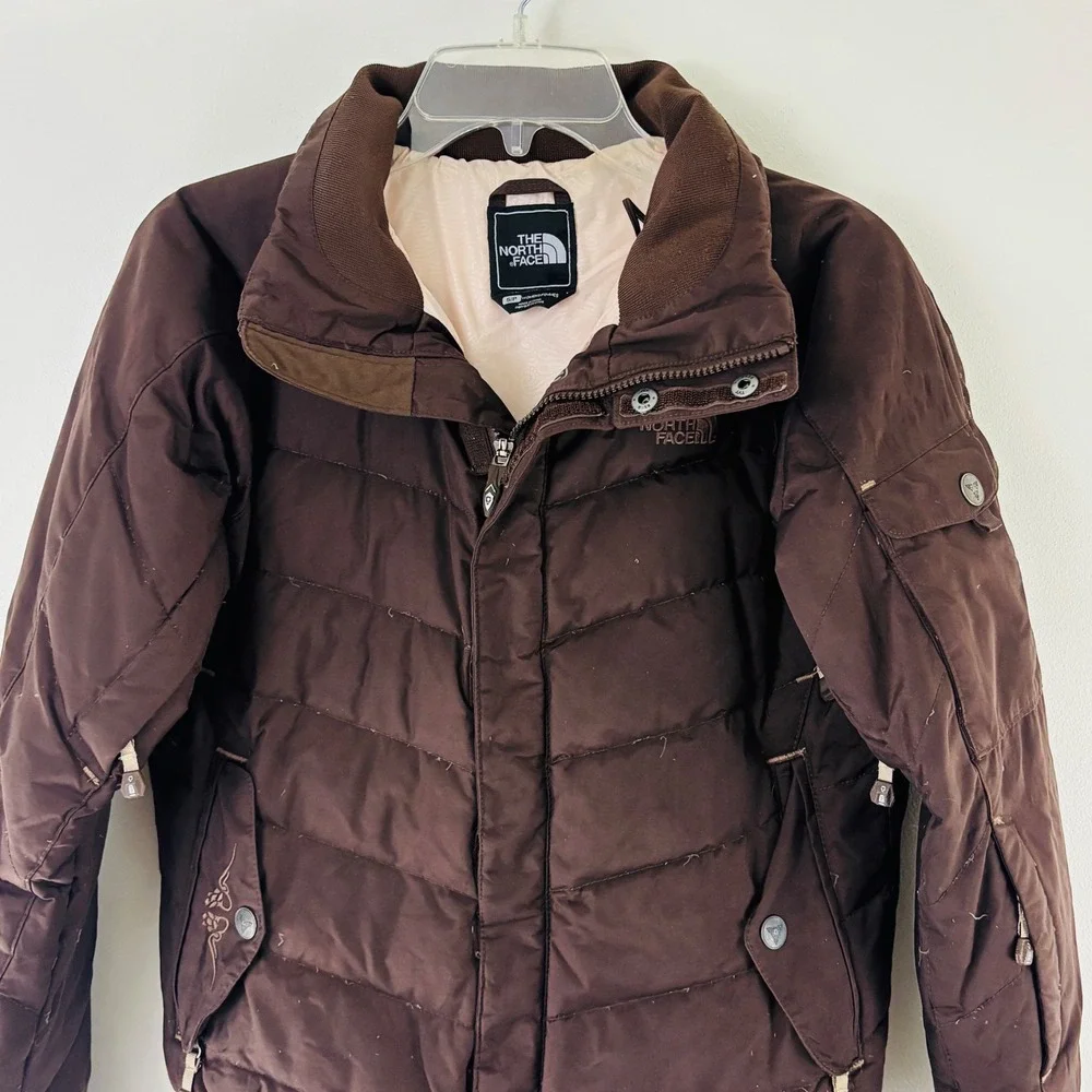 The North Face 600 Down Puffer Jacket Brown RECCO Ski Snowboard Women's Small